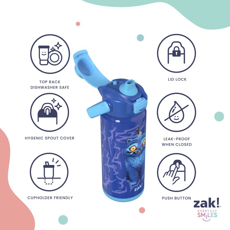 20oz Stainless Steel Water Bottle with Push Button Lid - Derpy Blue