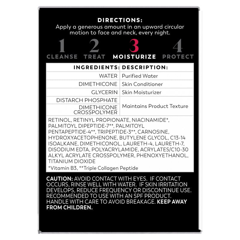 Retinol 24 Night Cream - Anti-Aging Moisturizer with Triple Collagen Peptide