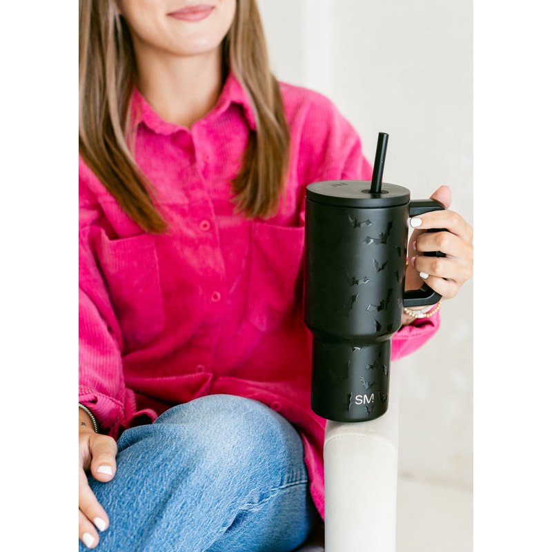 Insulated Stainless Steel Trek Tumbler with Straw Lid - Spooky Bats