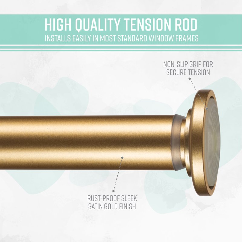 Adjustable 42-74 Inch Satin Gold Shower Curtain Tension Rod - Home Details Variation 42-74 Inches Satin Gold