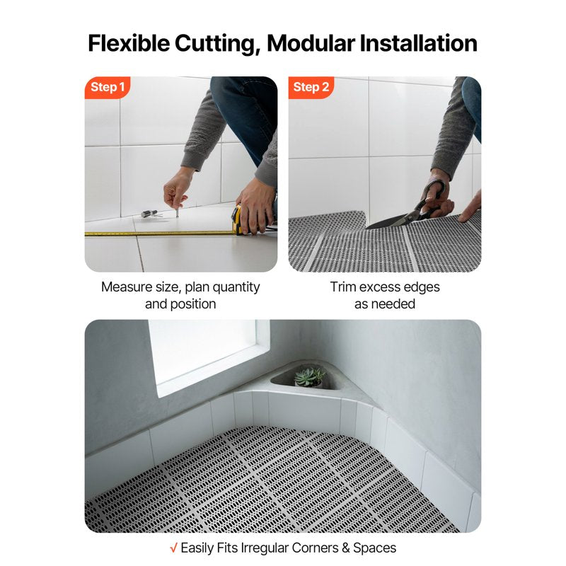 PVC Drainage Floor Mat 3x50ft Non-Slip Wet Area Roll for Indoor Outdoor Use