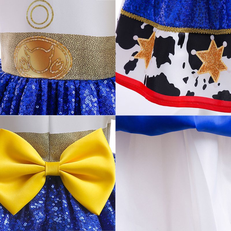 Toddler Girls Western Cowgirl Costume Dress with Headband 1-7T Halloween Party Dress Up