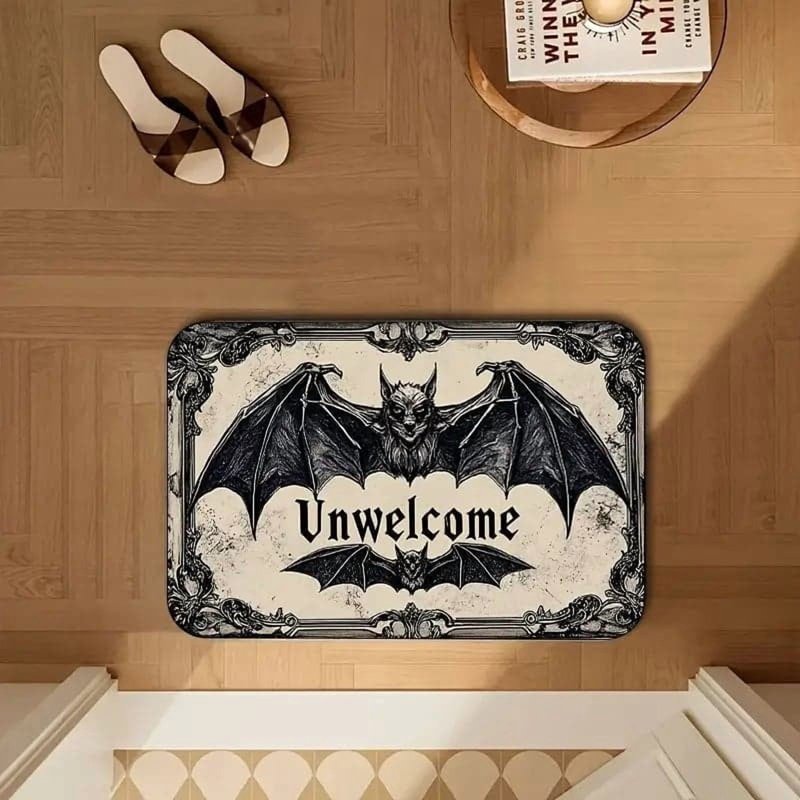 Gothic Halloween Doormat - Scraper Style Entry Door Mat for Porch & Kitchen