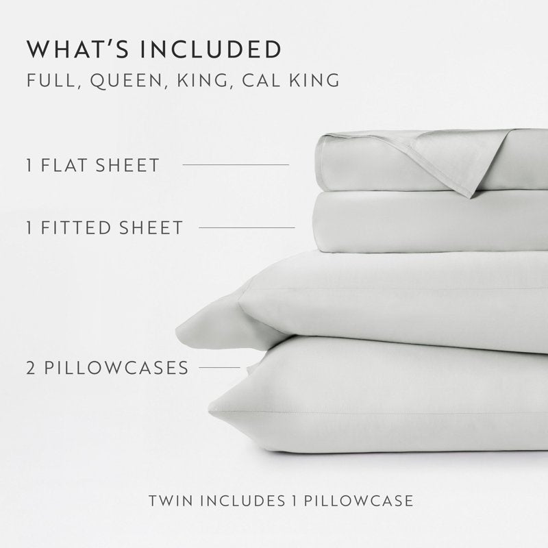 King Rayon from Bamboo Bed Sheet Set - Light Gray Luxury 4-Piece
