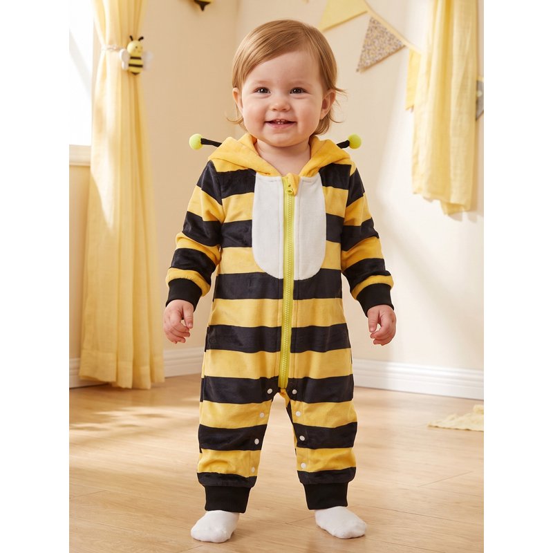 Baby Bee Costume for Newborn 0-3 Months - Toddler Halloween Romper, Yellow