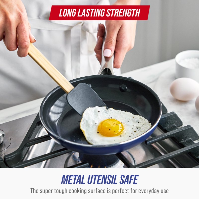 8-Inch Ceramic Nonstick Fry Pan with Spatula - Dishwasher & Oven Safe