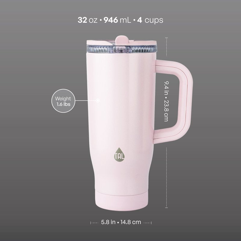 32oz Stainless Steel Skye Tumbler with Flip-Up Straw - Pink Shimmer