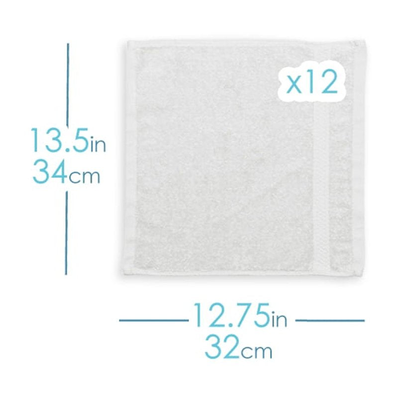 White Bath Towels Set - 2 Bath & 2 Hand Towels, 6 Washcloths, 100% Cotton