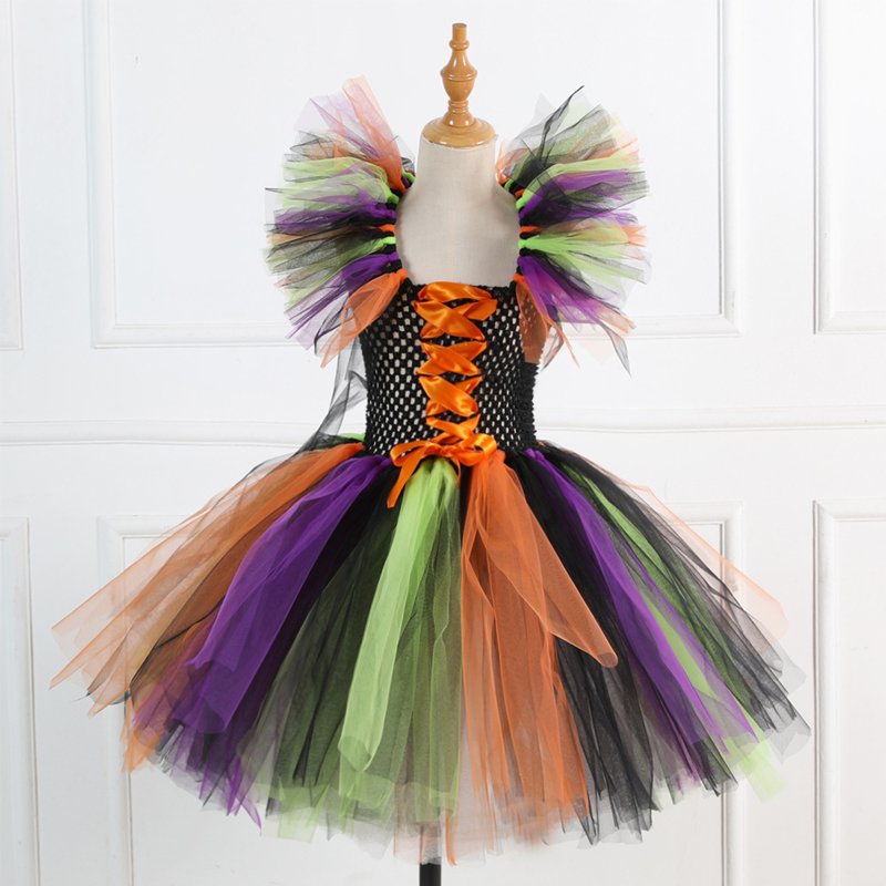 Orange Girls Halloween Witch Costume with Hat and Broom - 2-3T Variation