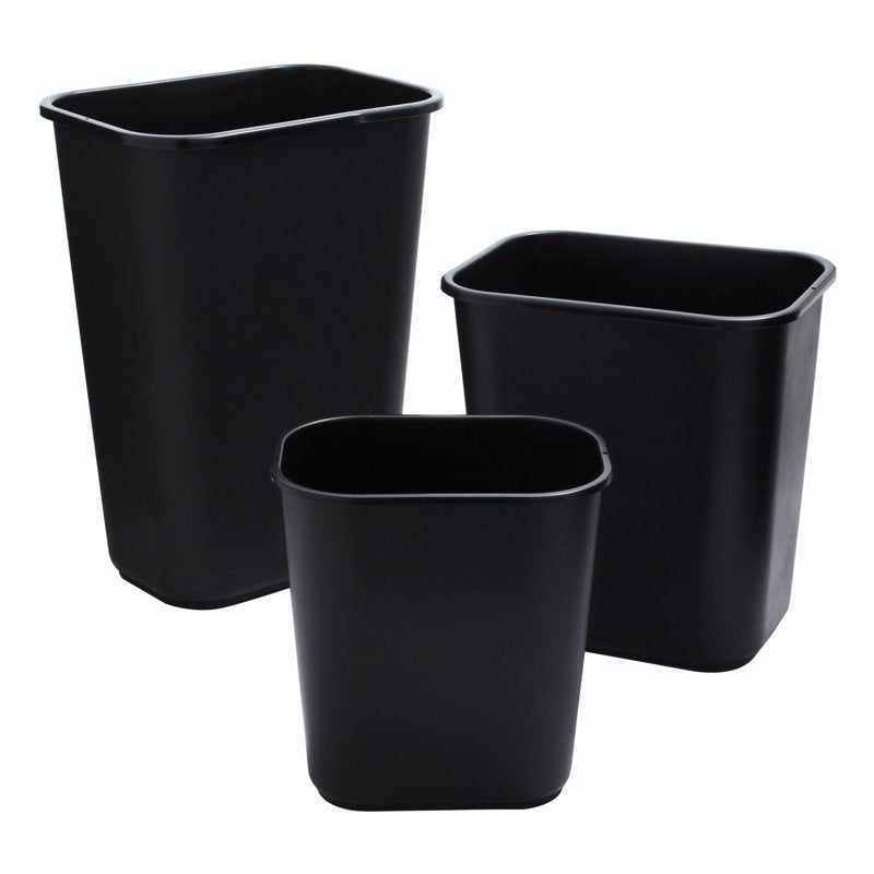 28 Quart Black Wastebasket - Durable Plastic, 7 Gallon