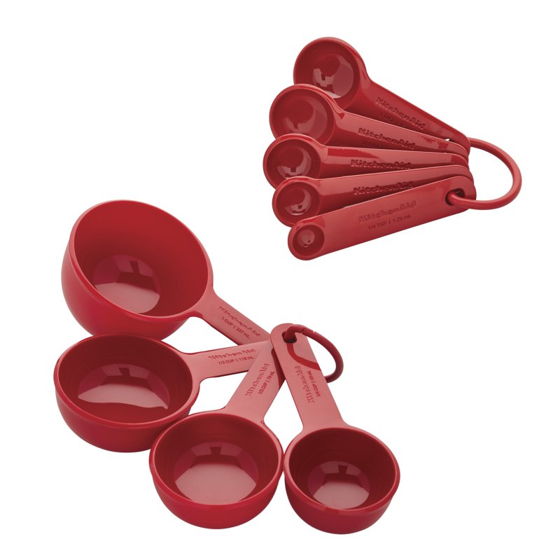 9-Piece Plastic Measuring Cups and Spoons Set - Red