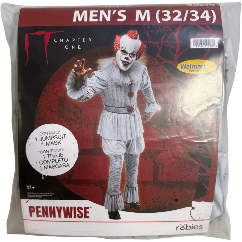 Adult Pennywise Costume for Men Medium 36/38 Halloween Horror Clown