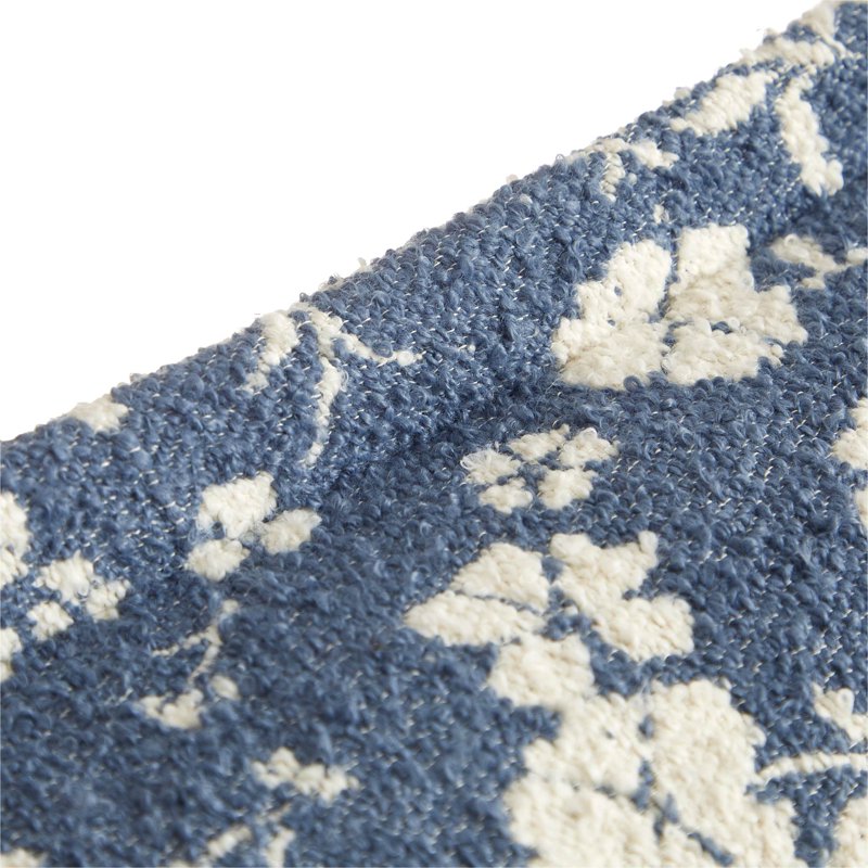 Blue Daisy Bouclé Lumbar Decorative Pillow - 14 x 24 Inches, The Pioneer Woman