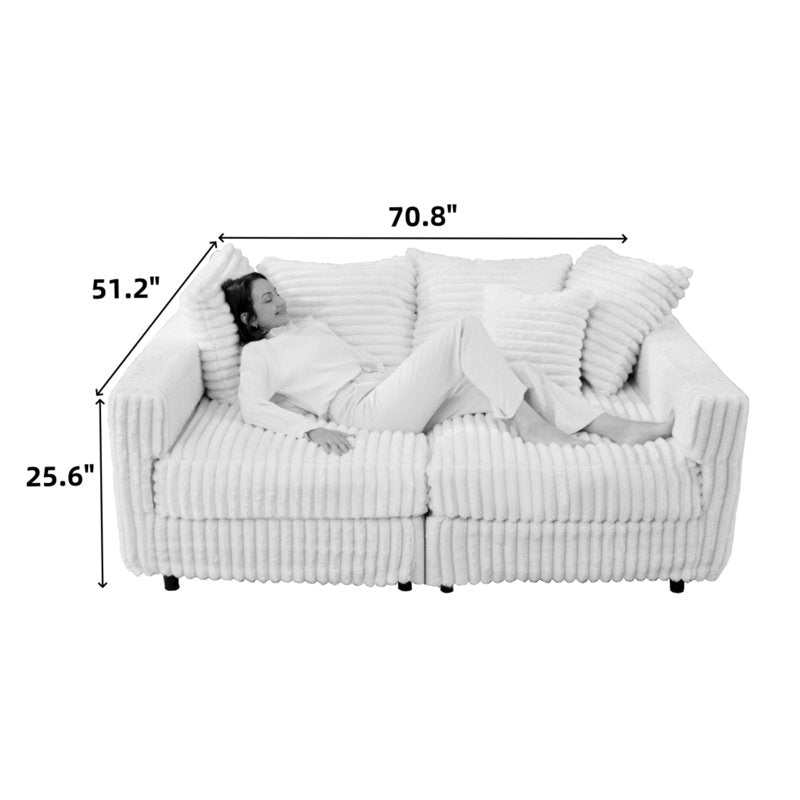 104.3-Inch Plush Corduroy 4-Seat Sofa - Cloud-Like Comfort