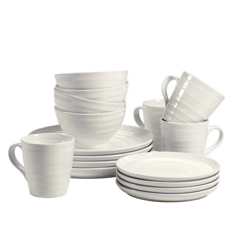 16-Piece White Dinnerware Set - Farmhouse Style