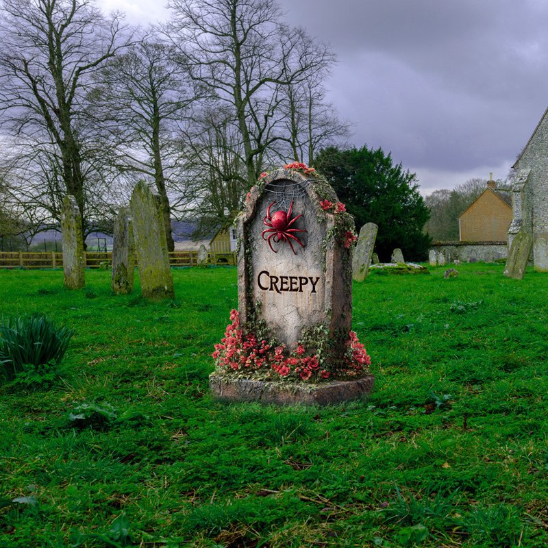 Halloween Tombstone Yard Stakes with Creepy Spider Skull Gravestones - Variation 2#A