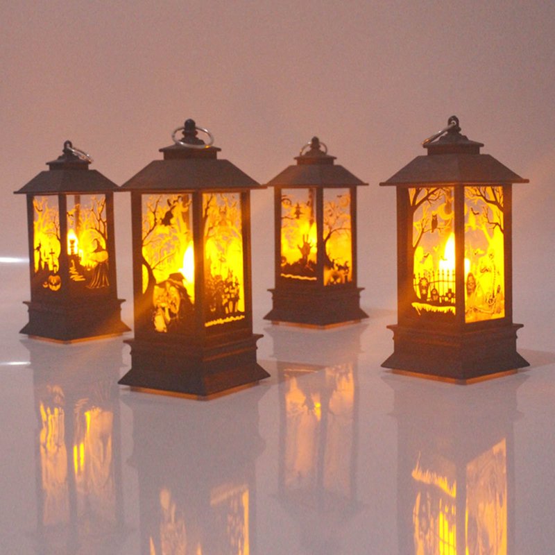 Halloween Lantern LED Candle Lantern Decoration - Skeleton & Pumpkin A