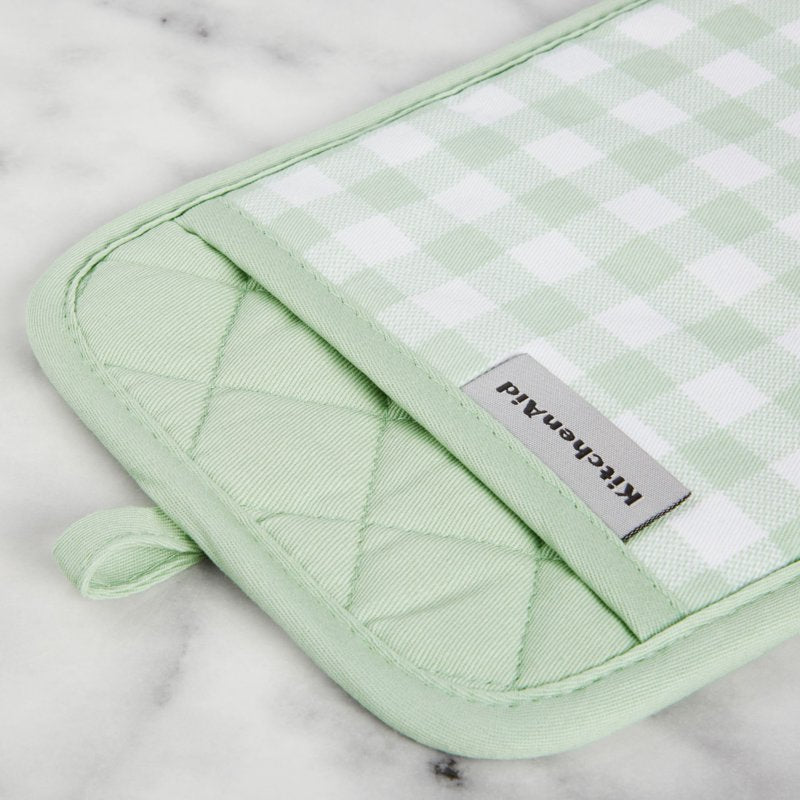 Gingham Pot Holder Set - 2-Pack in Pistachio, 7" x 10"