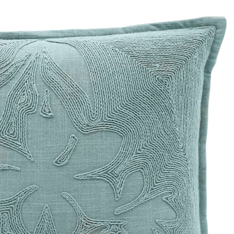 Decorative Embroidered Floral Throw Pillow - Green 18x18 Inches
