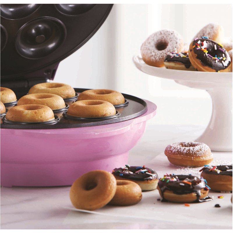 Mini Donut Maker Machine - 1000W Non-Stick Electric Donut Baker, Pink