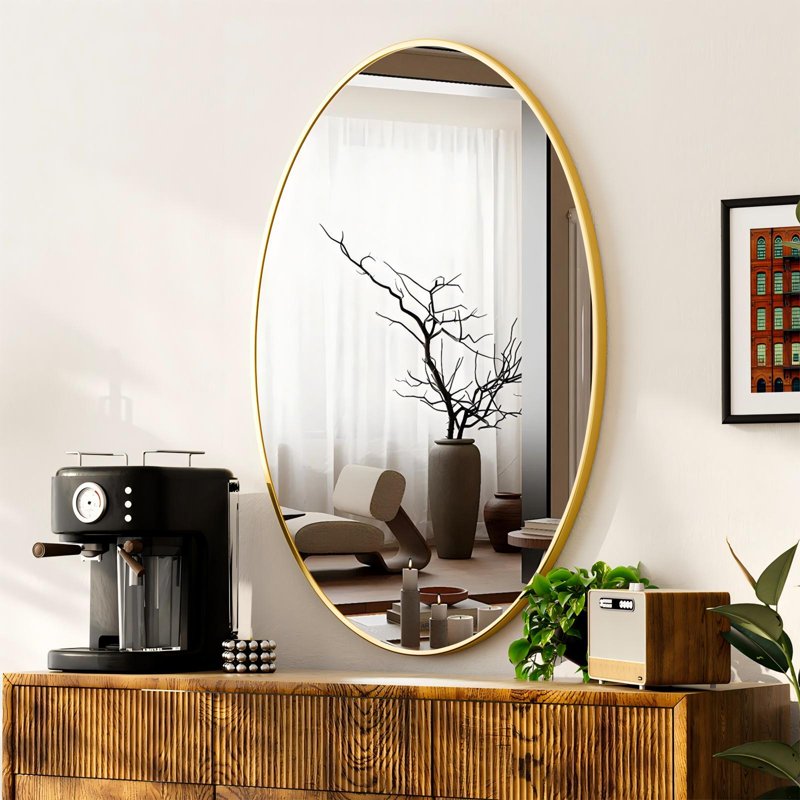 Oval Bathroom Mirror Wall Mirror 26x38 Gold - Elegant Wall Decor