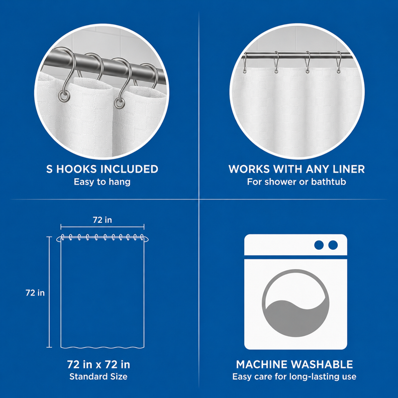 White 15-Piece Bathroom Set with Shower Curtain, 2 Bath Rugs & Hooks - Mainstays