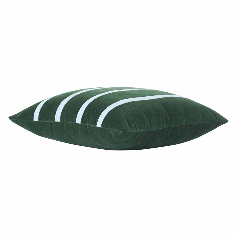 Thyme Green Stripe Velvet Decorative Throw Pillow – 20x20 Inches