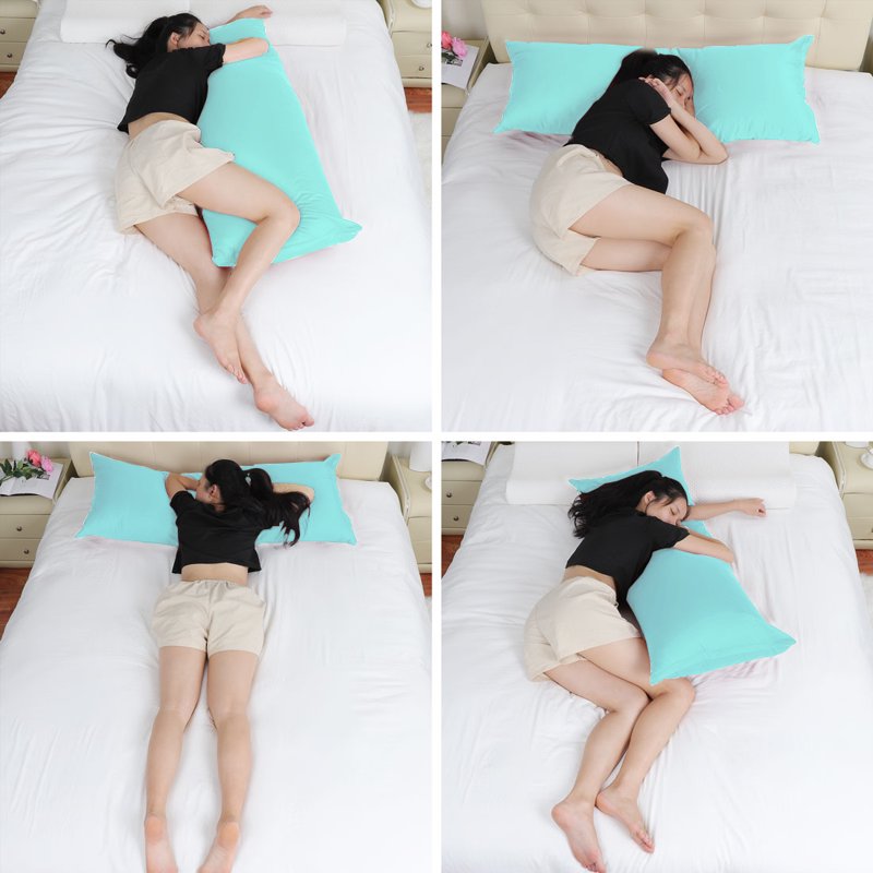 Cotton Zippered Body Pillowcase - Cyan 20 x 54 inches