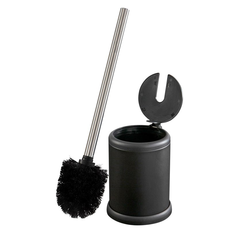 Self Closing Toilet Brush and Holder Set - Matte Black, 2 Pack