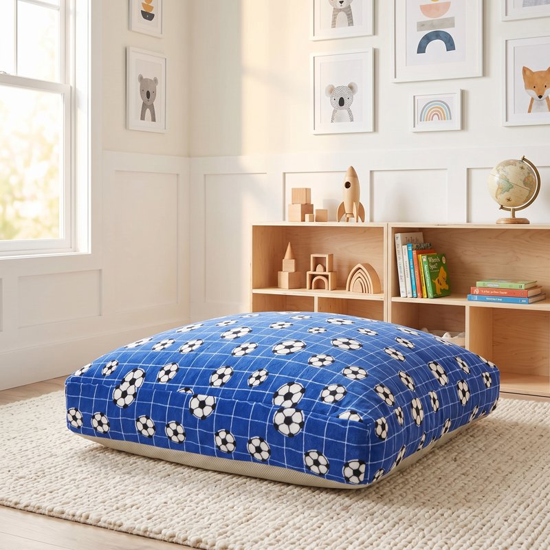 Sensory Crash Pad for Kids & Adults - 48" x 72", Blue+Black White Football