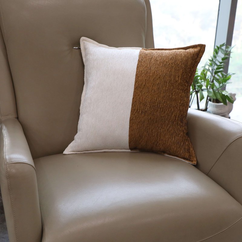 Decorative Square Throw Pillow 18x18 Brown Two-Tone Polyester Cotton