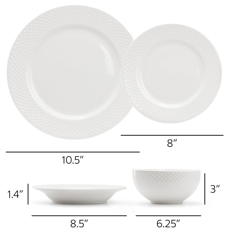16-Piece Hobnail Double Bowl Porcelain Dinnerware Set - Kim