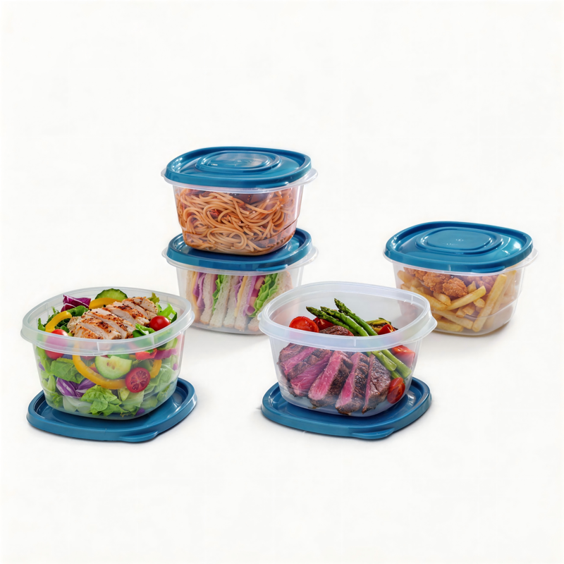 5.2 Cup Food Storage Containers - 6 Pack, Clear with Blue Lids