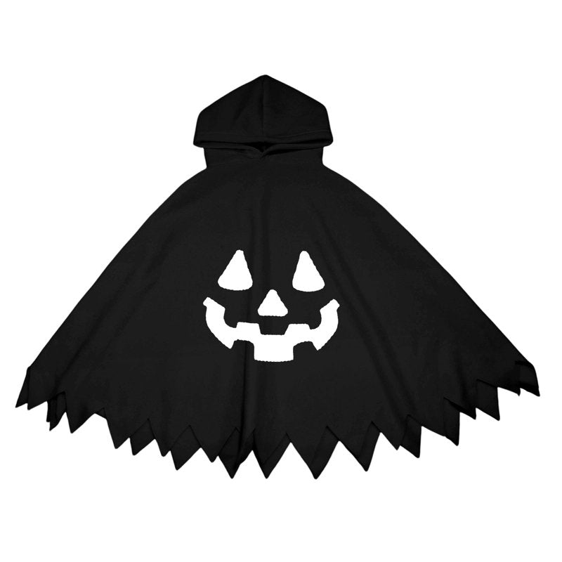 Kids Ghostface Halloween Costume Cape - Unisex Hooded Dress Up for 10-12 Years, Black
