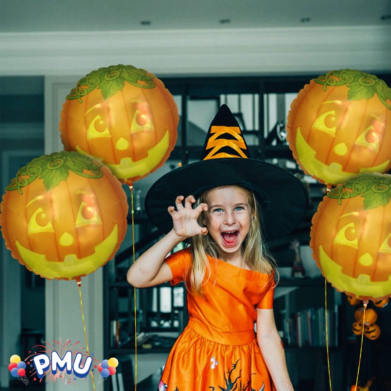 PMU Halloween Glowing Pumpkin 18-Inch Mylar Balloon - Variation of This Listing