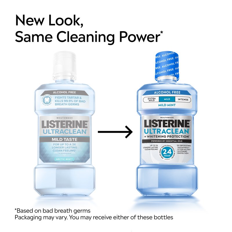 Ultraclean Alcohol-Free Mouthwash with Whitening Protection, Mild Mint, 1L