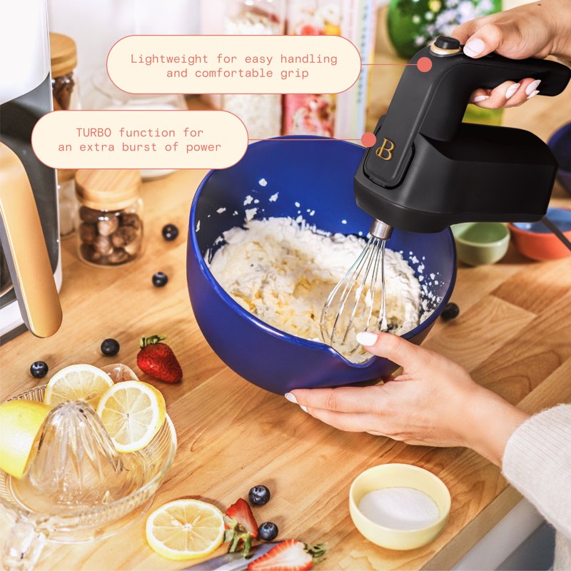 6-Speed Electric Hand Mixer with Turbo Function - Black Sesame