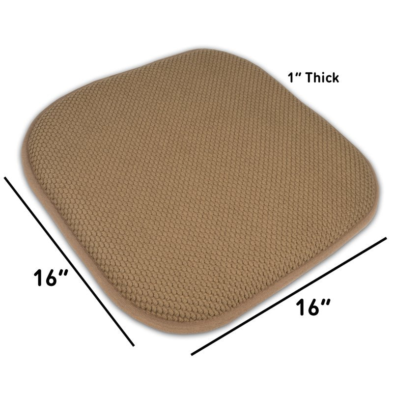 Memory Foam Chair Pad - Non-Slip Back, 16" x 16", Taupe, 12-Pack