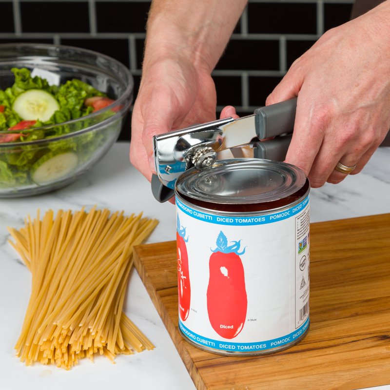 Manual Can Opener with Comfort Grip and Bottle Opener