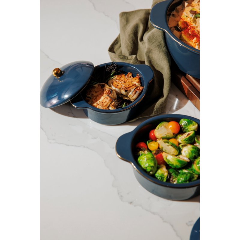 Blue Ceramic 3-Piece Casserole Set - Atlantic Blue