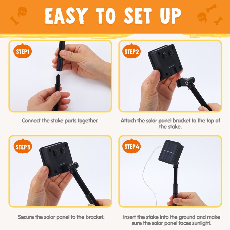 Halloween Pumpkin Lights Set - 10 Solar Pathway Lanterns with Stakes - Waterproof & Colorful