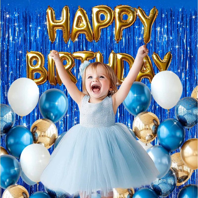 Blue Foil Fringe Curtain 3-Pack for Events - Birthday, Wedding, Party Decorations