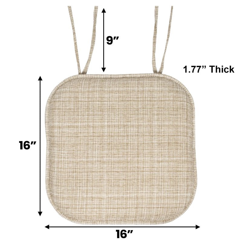 Memory Foam Non-Slip Chair Cushion Pad with Ties - 12 Pack, Beige Multi