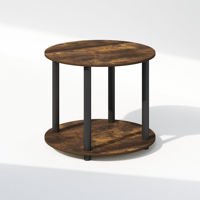 2-Tier Round Wooden Side End Table - Modern Design