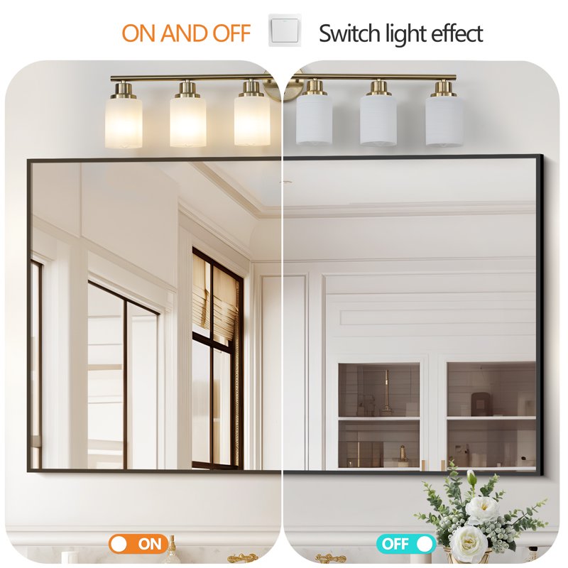 Modern 39-Inch 6-Light Vanity Wall Sconce - Gold Finish with Frosted Glass Shades - Bathroom Hallway Lighting - No Bulbs Included