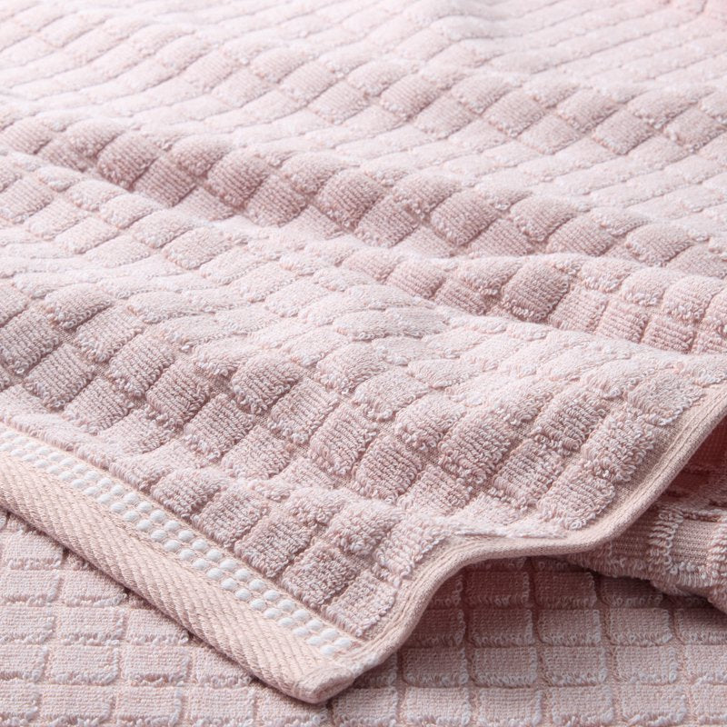 Textured Cotton Bath Towel Set - 4 Pieces, 30x58 Inches, Blush
