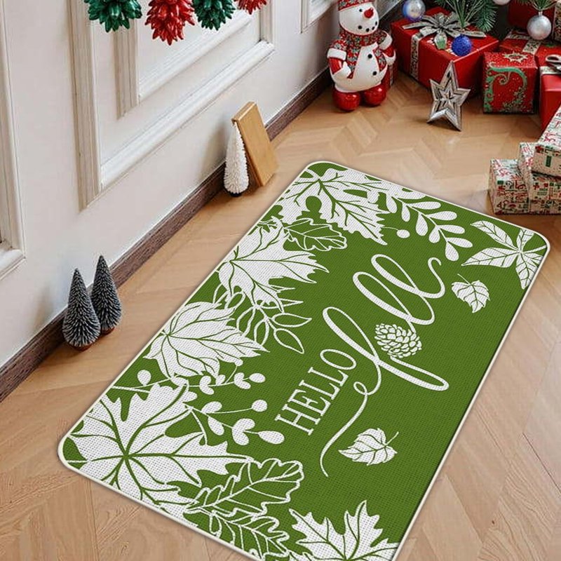 Halloween Kitchen Rug Set of 2 Fall Floor Mats Absorbent Oil Proof Entry Door Decor