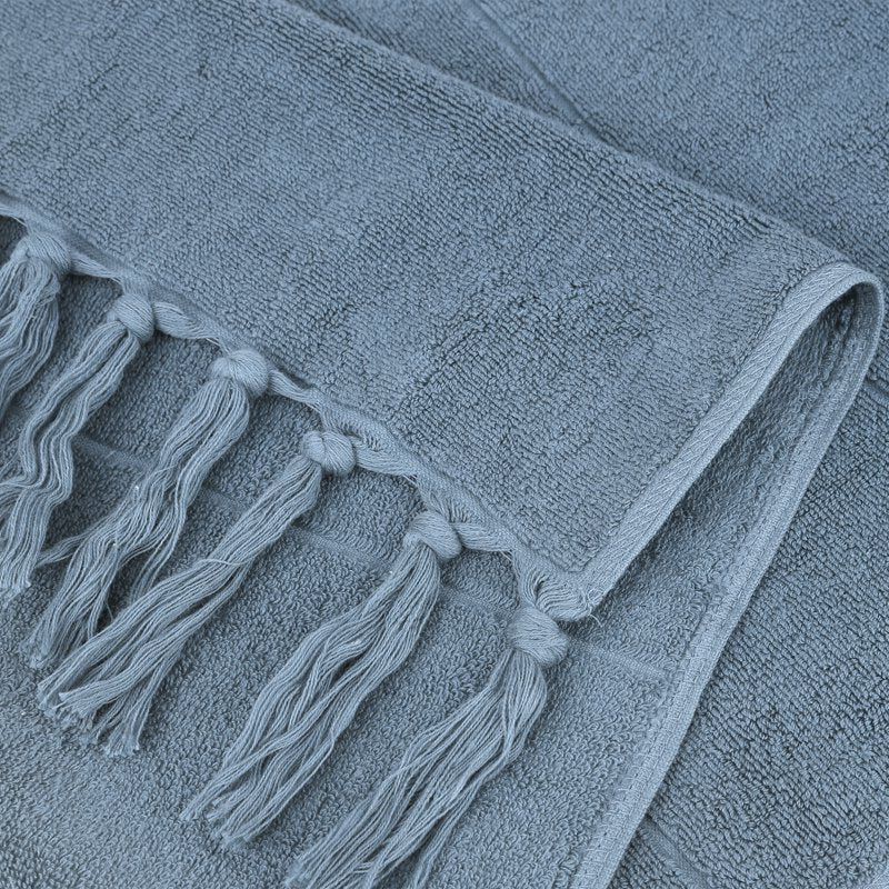 Blue Turkish Hand Towels 2 Pieces - Cotton Bathroom Decor, Quick-Dry, Fringe Tassels