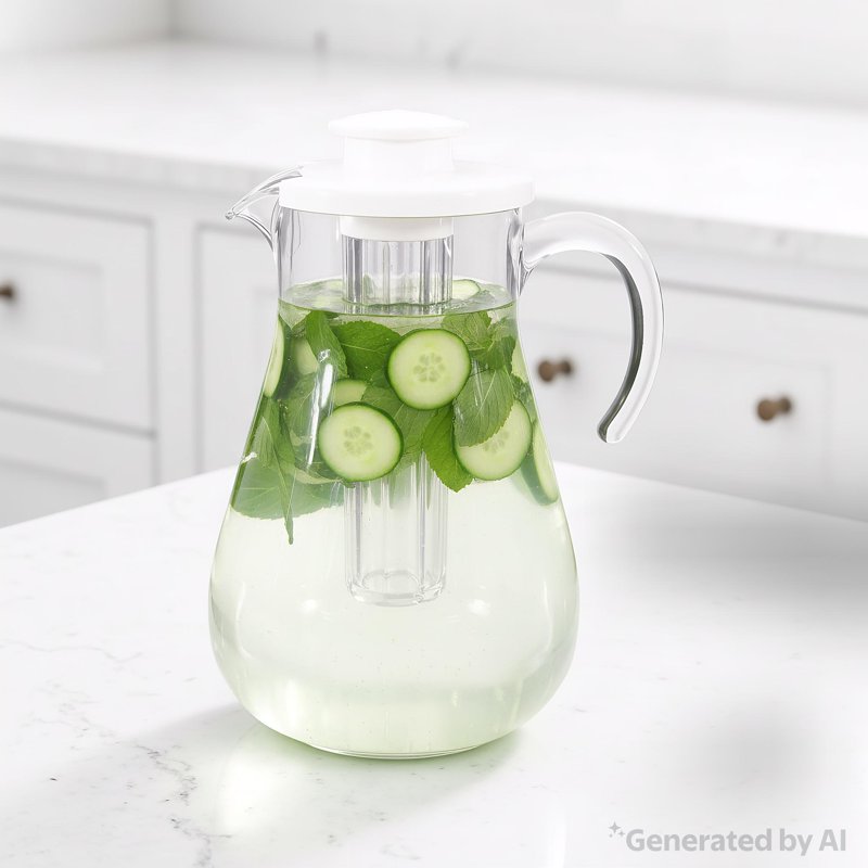 3-Quart Plastic Ice Core Pitcher with Lid - 4 Pack
