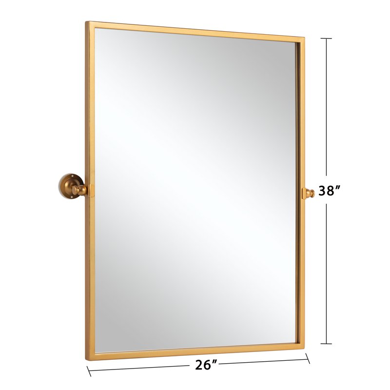 Small Gold Arched Wall Mirror 38x26 Inches - Right Angle, Iron Frame